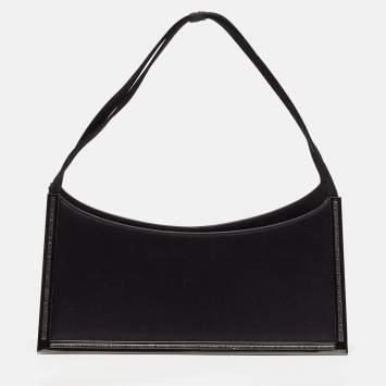 Pre Owned Salvatore Ferragamo Black Satin Frame Shoulder Bag