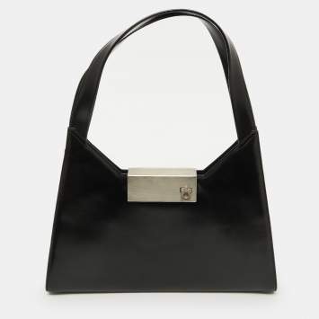 Pre Owned Salvatore Ferragamo Black Leather Shoulder Bag