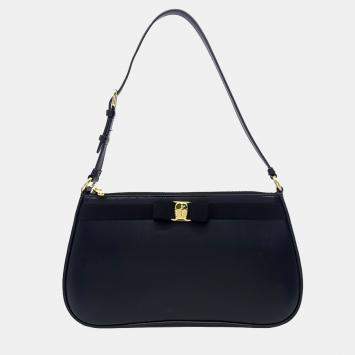 Salvatore Ferragamo Black Leather Barra shoulder bag