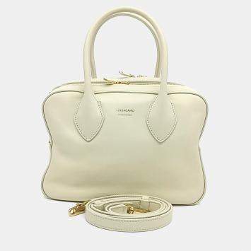 Pre Owned Salvatore Ferragamo White Leather tote and shoulder bag