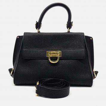 Pre Owned Salvatore Ferragamo Black Leather Sophia Bag