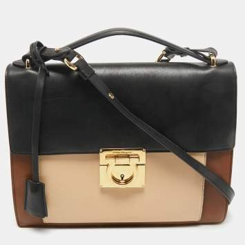 Pre Owned Salvatore Ferragamo Tricolor Leather Marisol Top Handle Bag