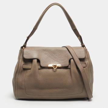 Pre Owned Salvatore Ferragamo Beige Leather Hortense Top Handle Bag