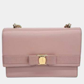 Pre Owned Salvatore Ferragamo Pink Leather Vara shoulder bag