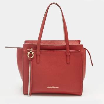 مملوكة مسبقًا Salvatore Ferragamo Red Leather Medium Amy Tote