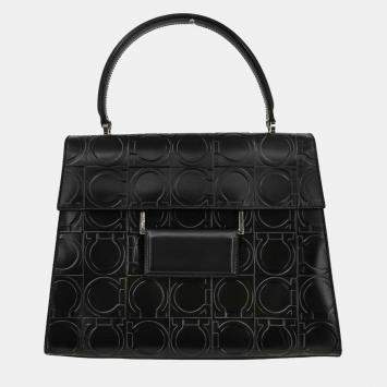 مملوكة مسبقًا حقيبة سالفاتوري فيراغامو جلد محفور أسود