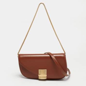 مملوكة مسبقًا حقيبة كتف سالفاتوري فيراغامو فياما جلد بني