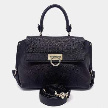 مملوكة مسبقًا Salvatore Ferragamo Black Leather Sophia Bag Large
