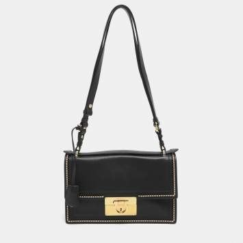 Pre Owned Salvatore Ferragamo Aileen Black Leather Shoulder Bag