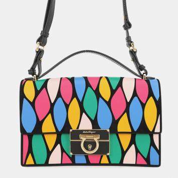مملوكة مسبقًا Ferragamo Gancini 2Way Shoulder Bag Black/Multicolor Leather