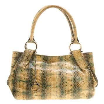 Pre Owned Salvatore Ferragamo Yellow Python Shoulder Bag