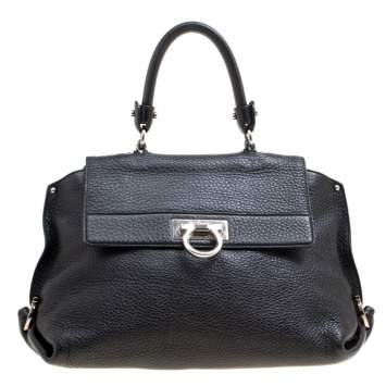 Pre Owned Salvatore Ferragamo Black Leather Medium Sofia Satchel