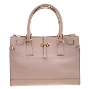 Pre Owned Salvatore Ferragamo Blush Pink Leather Small Briana Tote