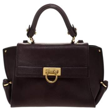 Pre Owned Salvatore Ferragamo Burgundy Sofia Leather Top Handle Bag