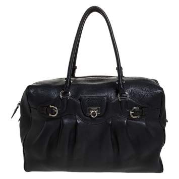 Pre Owned Salvatore Ferragamo Black Leather Satchel