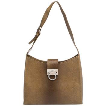 Pre Owned Salvatore Ferragamo Brown Ombre Leather Shoulder Bag
