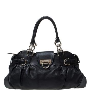 Pre Owned Salvatore Ferragamo Black Leather Marissa Shoulder Bag