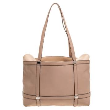 Pre Owned Salvatore Ferragamo Beige Leather Tote