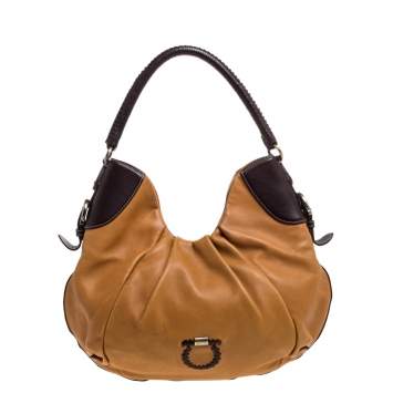 Pre Owned Salvatore Ferragamo Tan/Brown Leather Hobo