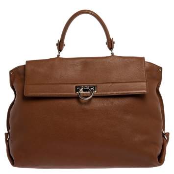 Pre Owned Salvatore Ferragamo Brown Leather Sofia Satchel 