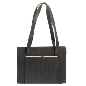 Pre Owned Salvatore Ferragamo Grey Fabric and Leather Pocket Bar Tote