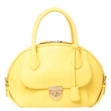 Pre Owned Salvatore Ferragamo Yellow Leather Medium Fiamma Satchel
