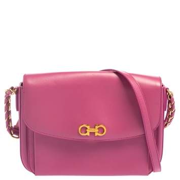 Pre Owned Salvatore Ferragamo Pink Leather Sandrine Shoulder Bag