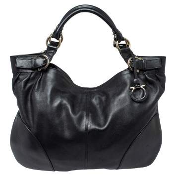 Pre Owned Salvatore Ferragamo Black Leather Tote