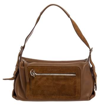 Pre Owned Salvatore Ferragamo Brown Leather and Suede Shoulder Bag