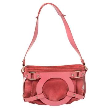 مملوكة مسبقًا Salvatore Ferragamo Pink Suede And Leather Shoulder Bag