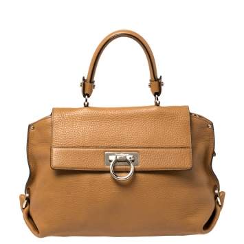 Pre Owned Salvatore Ferragamo Tan Leather Sofia Top Handle Bag