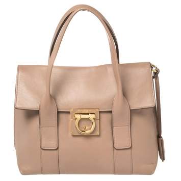 Pre Owned Salvatore Ferragamo Beige Leather Satchel