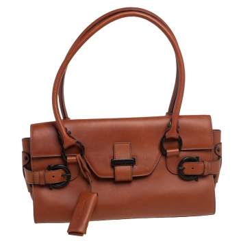 Pre Owned Salvatore Ferragamo Brown Leather Gina Satchel