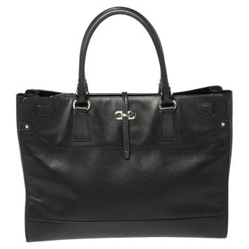 Pre Owned Salvatore Ferragamo Black Leather Large Briana Tote