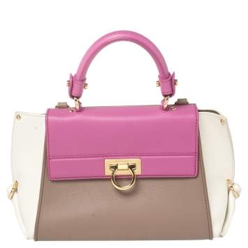 Pre Owned Salvatore Ferragamo Multicolor Leather Sofia Top Handle Bag