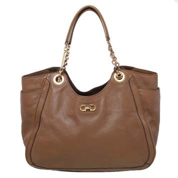 Pre Owned Salvatore Ferragamo Brown Leather Betulla Tote