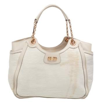 Pre Owned Salvatore Ferragamo Beige Betulla Leather Tote
