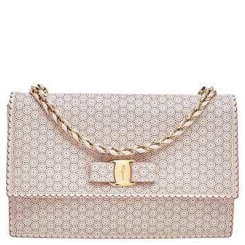Pre Owned Salvatore Ferragamo Pink Leather Ginny Crossbody Bag