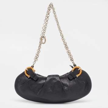 Pre Owned Salvatore Ferragamo Black Leather Chain Shoulder Bag