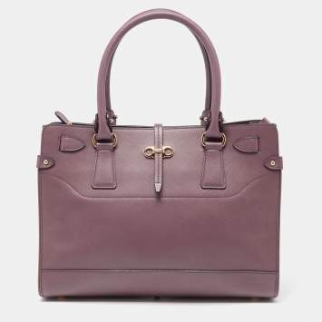 Pre Owned Salvatore Ferragamo Purple Leather Small Briana Tote