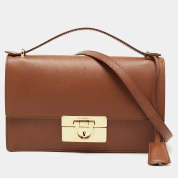 Pre Owned Salvatore Ferragamo Tan Leather Marisol Top Handle Bag