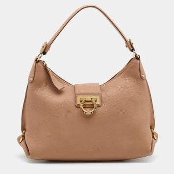 مملوكة مسبقًا Salvatore Ferragamo Beige Leather Fanisa Hobo