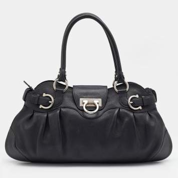 Pre Owned Salvatore Ferragamo Black Leather Marisa Satchel