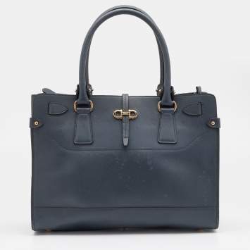 مملوكة مسبقًا Salvatore Ferragamo Grey Leather Small Briana Tote