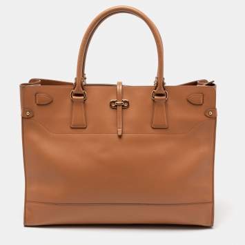 Pre Owned Salvatore Ferragamo Brown Leather Large Briana Tote