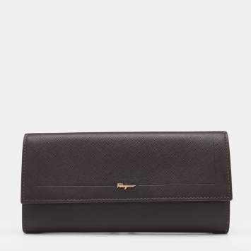 مملوكة مسبقًا Salvatore Ferragamo Dark Brown Leather Continental Wallet