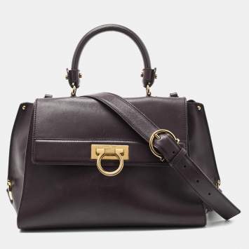 Pre Owned Salvatore Ferragamo Purple Leather Medium Sofia Top Handle Bag