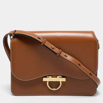 Pre Owned Salvatore Ferragamo Tan Leather Joanne Shoulder Bag