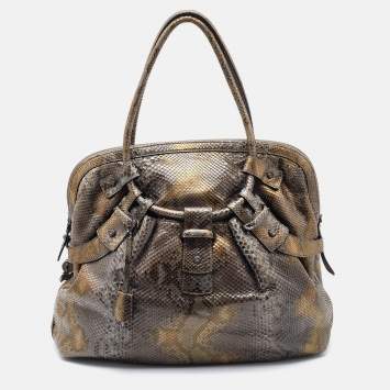 Pre Owned Salvatore Ferragamo Multicolor Python Satchel