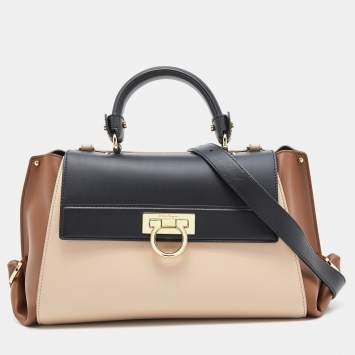 مملوكة مسبقًا Salvatore Ferragamo Tri Color Leather Medium Sofia Top Handle Bag